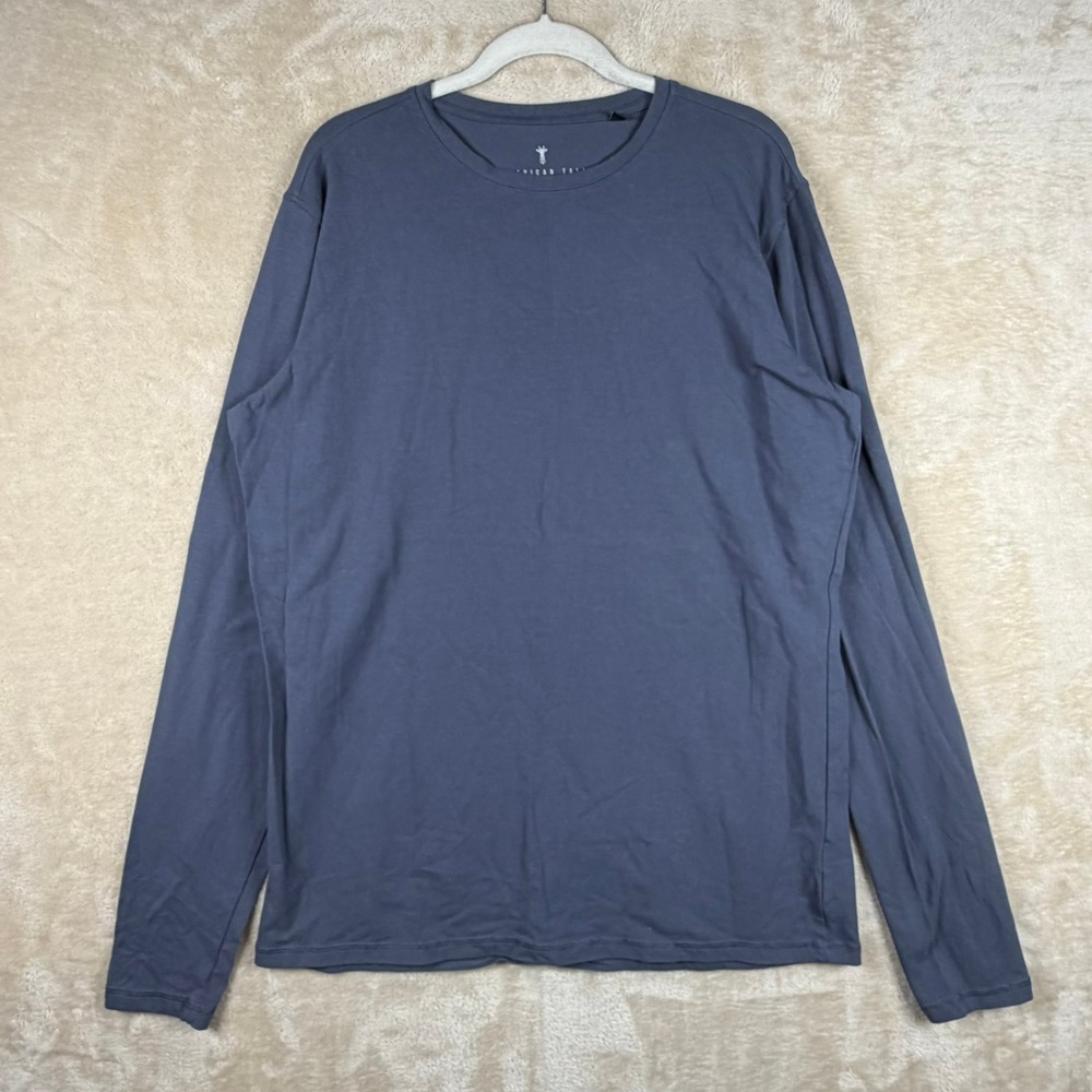 American Tall Mens XL/T Slim Fit‎ Long Sleeve Crew Neck T-Shirt Charcoal Blue